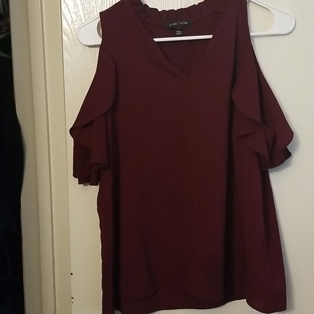 Burgandy Colored Cold Shoulder Top